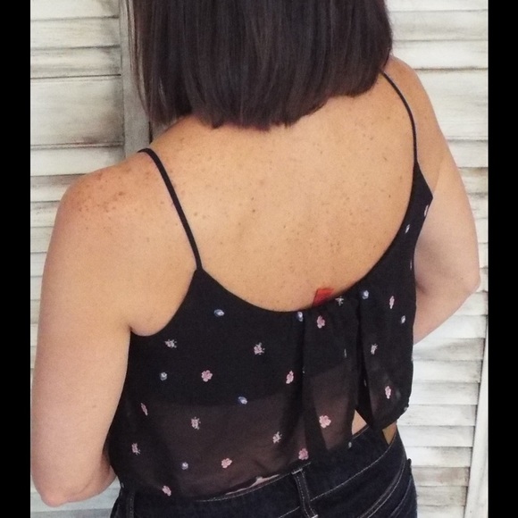 💚LAST 1 Floral Chiffon Ruffle Crop W/Bra Top 0317 - Picture 5 of 5